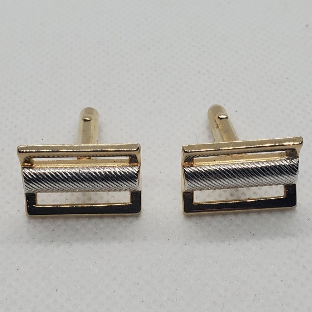 Swank Gold Tone & Silver Tone Cuff Links